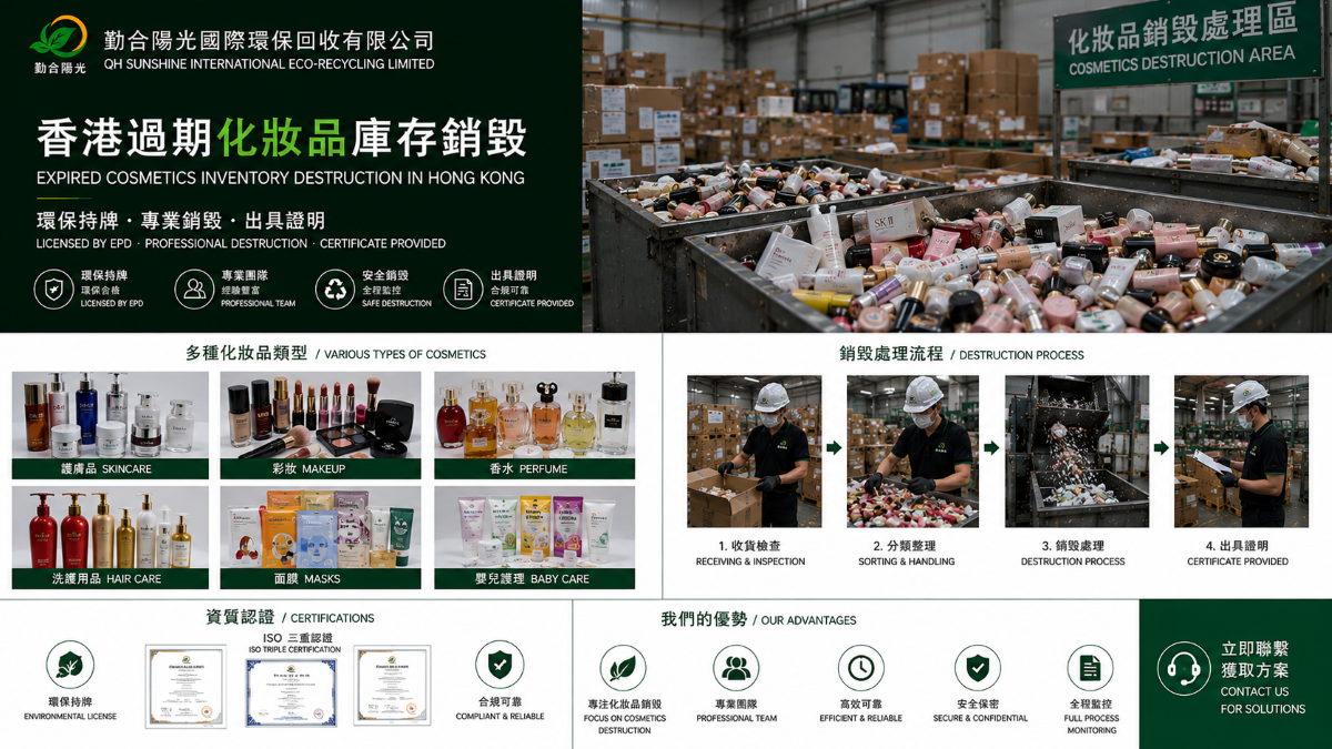香港化妆品环保销毁-勤合阳光国际环保回收